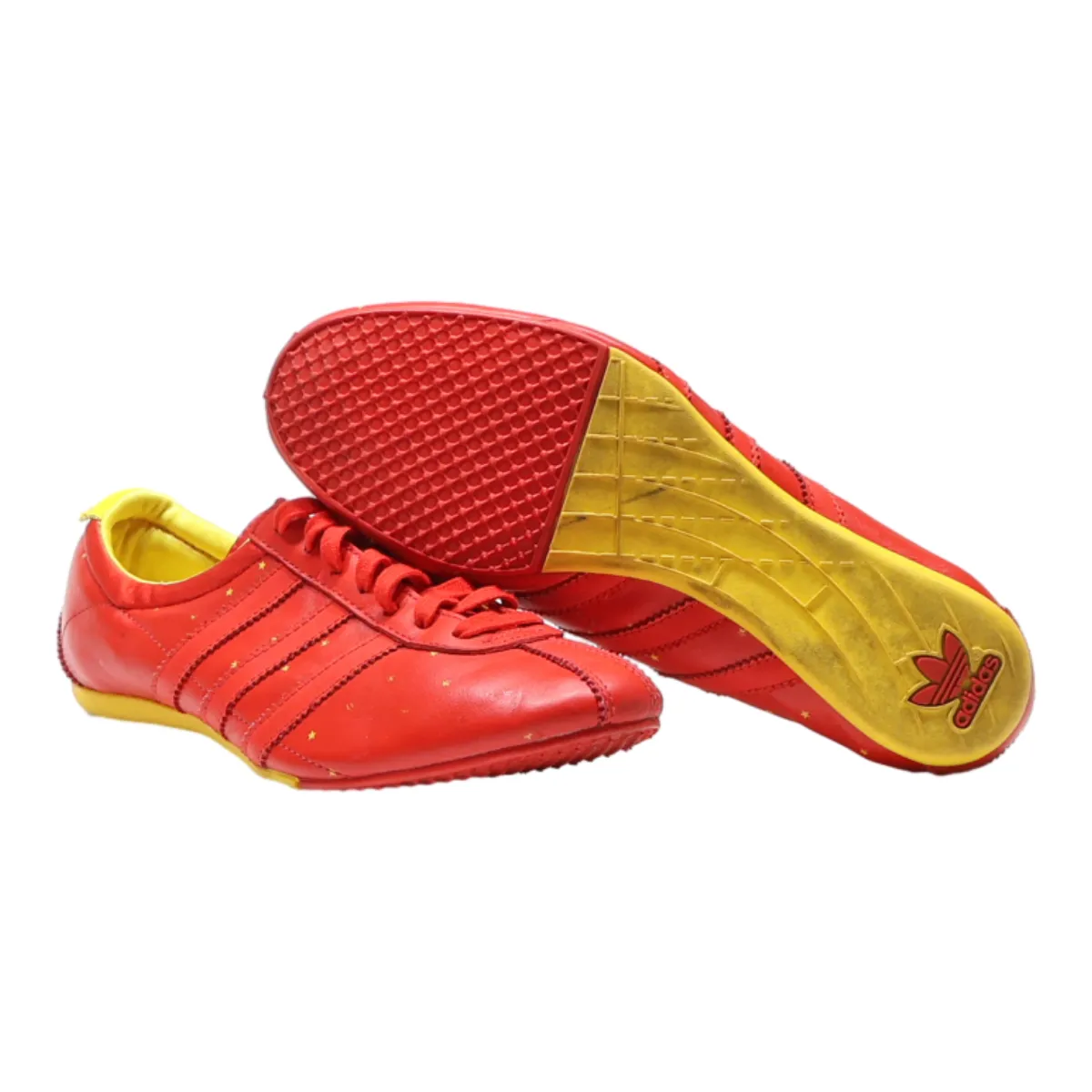 ADIDAS Low Top Trainers Red Leather Mens UK 6