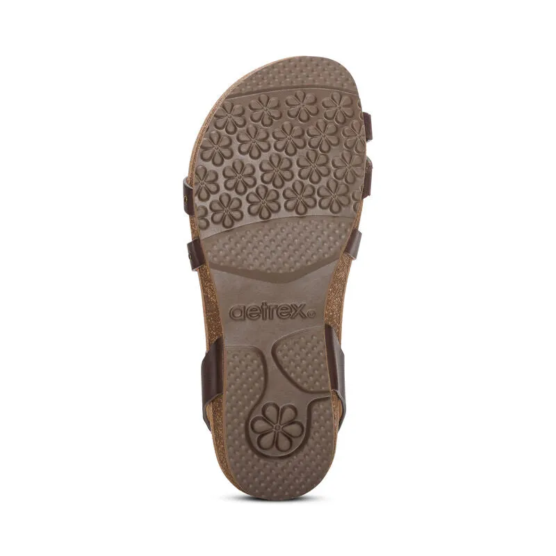 Aetrex Lauren Adjustable Cross Band Coffee Sandal SC581