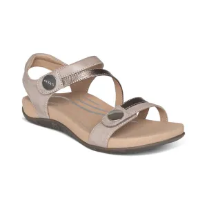 Aetrex Women's Jess Adjustable Quarter Strap Sandal - Smoke SE216