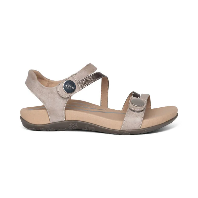 Aetrex Women's Jess Adjustable Quarter Strap Sandal - Smoke SE216