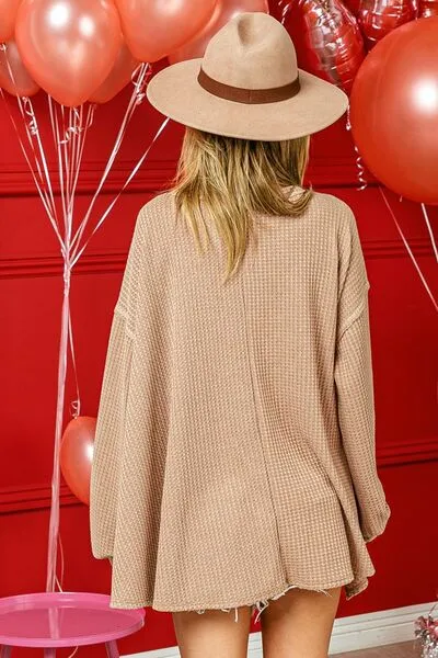 AnnaMarie Waffle Knit Hem Top