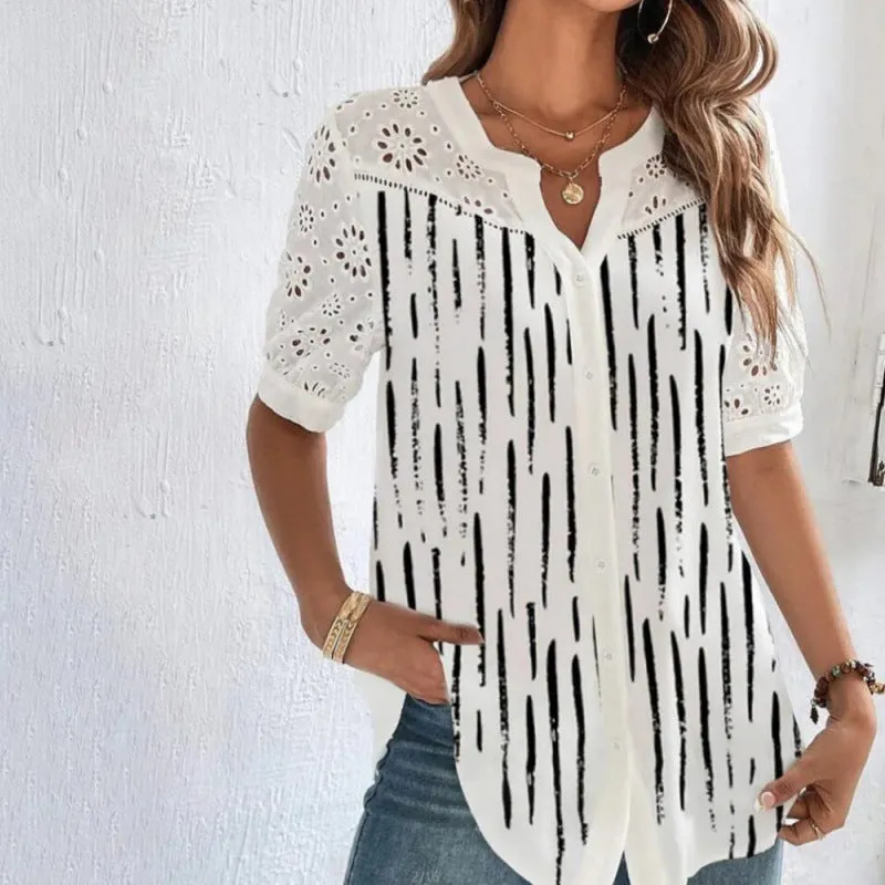 ANNELISE  Casual Lace Printed Blouse