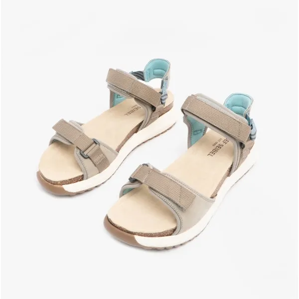 ANNIE 04 Ladies Touch Fasten Sandals Beige Combi
