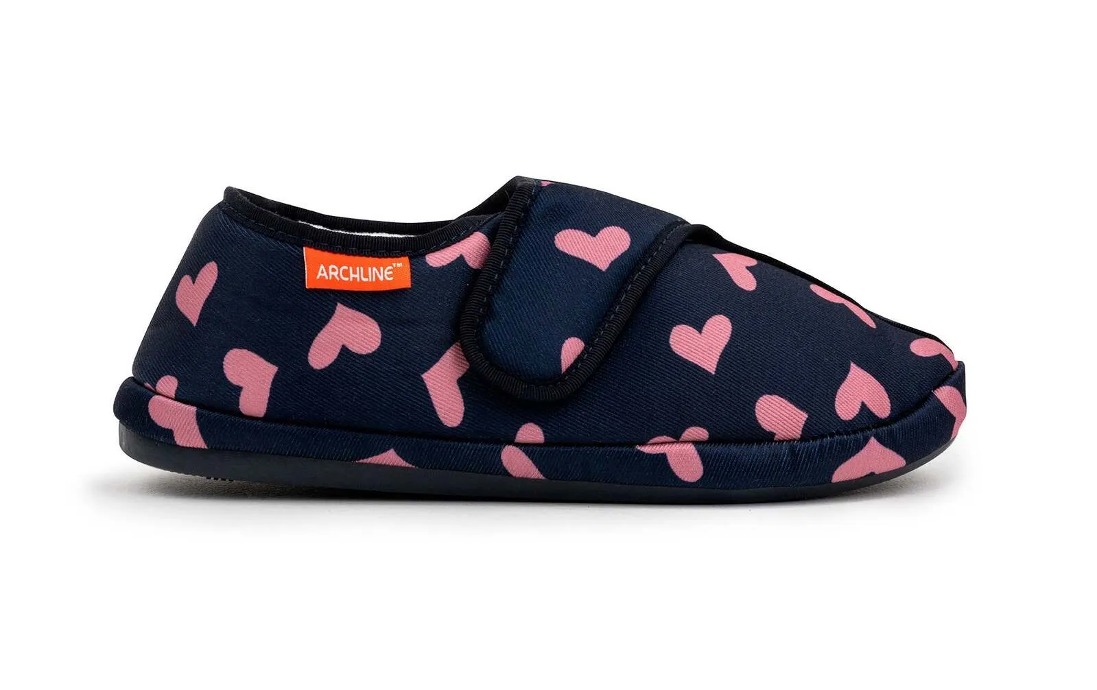 ARCHLINE Orthotic Plus Slippers Closed Scuffs Pain Relief Moccasins - Navy Hearts - EU 43