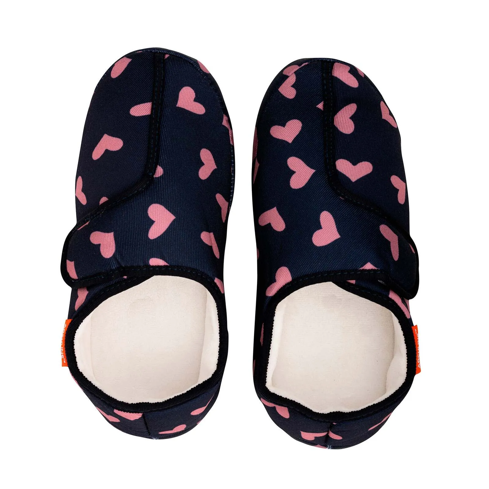 ARCHLINE Orthotic Plus Slippers Closed Scuffs Pain Relief Moccasins - Navy Hearts - EU 43