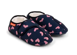 ARCHLINE Orthotic Plus Slippers Closed Scuffs Pain Relief Moccasins - Navy Hearts - EU 43