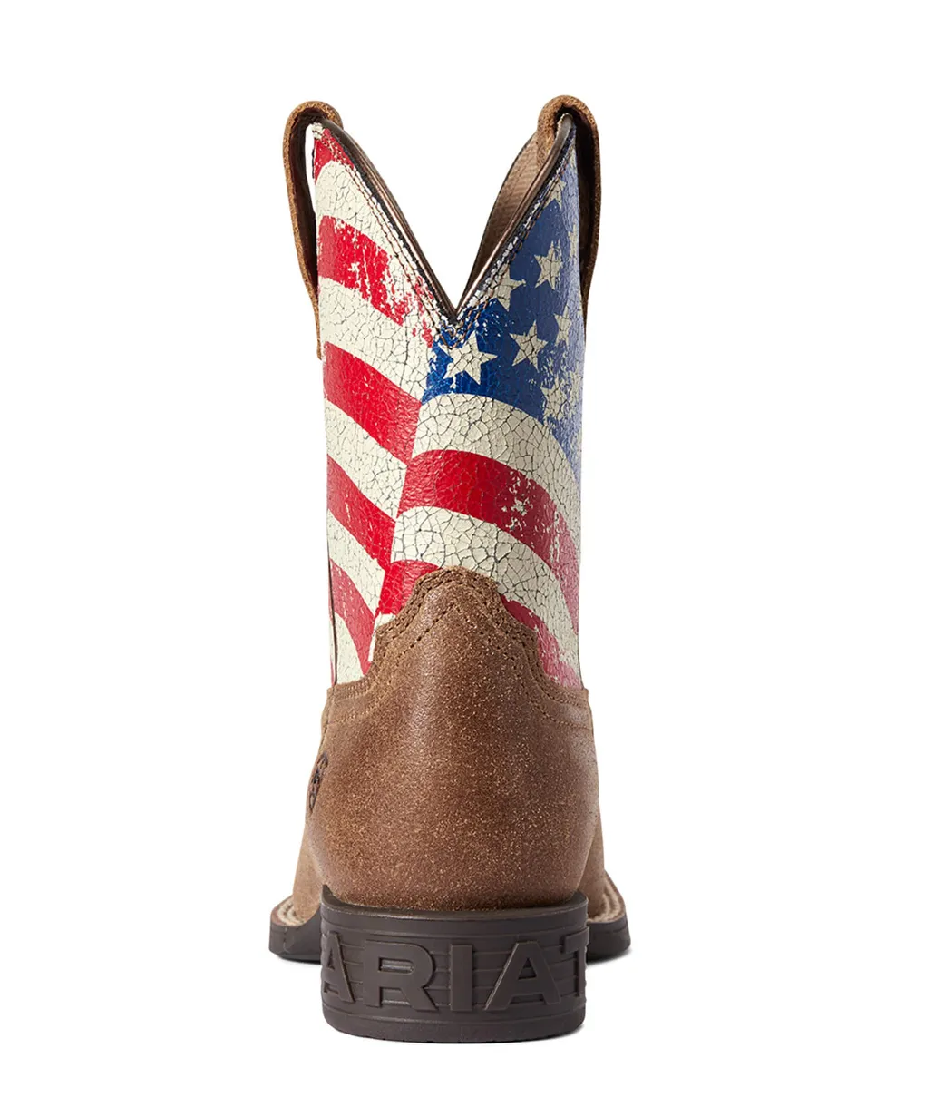 Ariat - 10038441-  Youth Stars and Stripes Western Boot- Brown