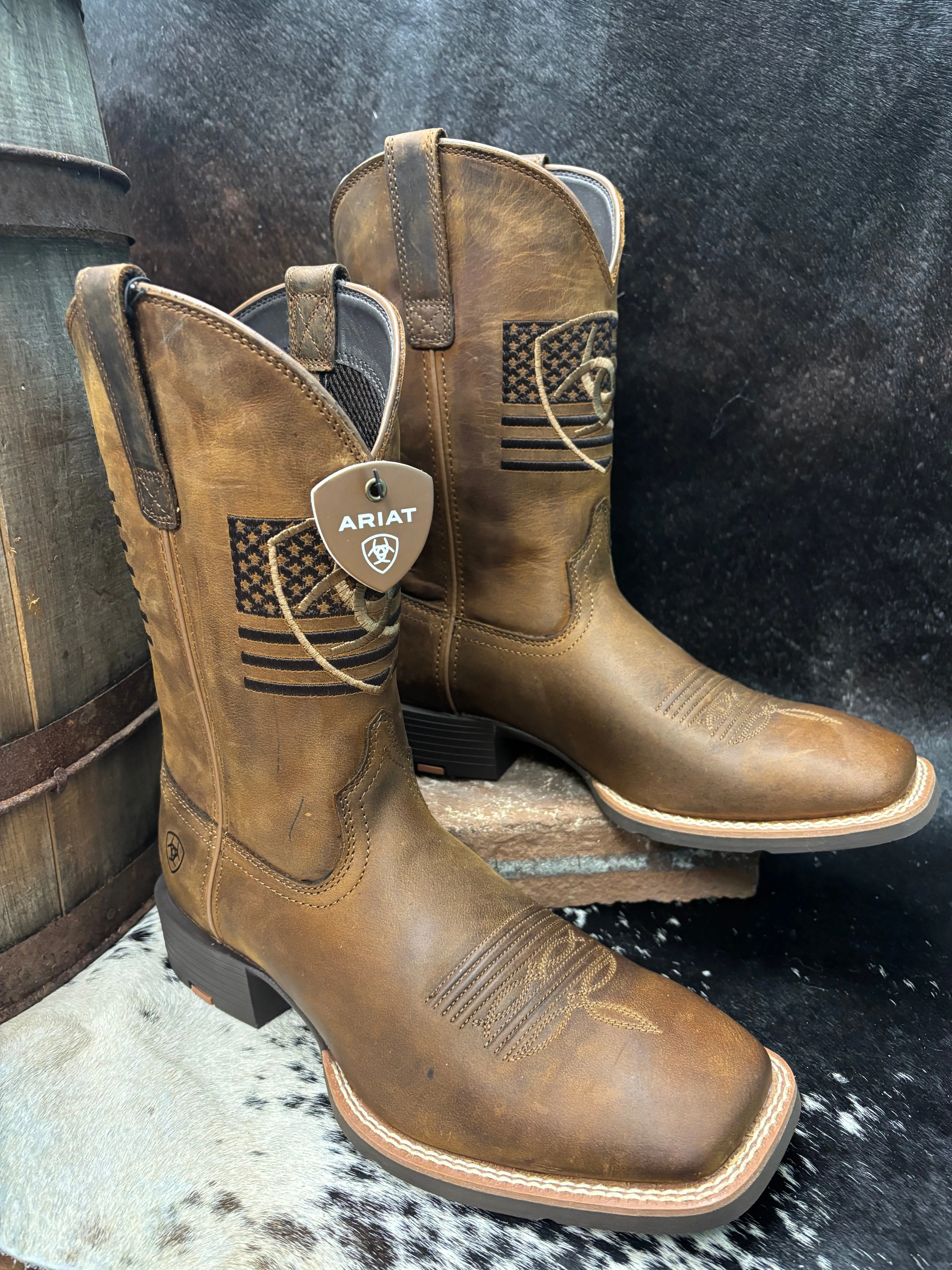 Ariat Men's Brown Distressed Sport Freedom Wide Square Toe Cowboy Boots 10061326