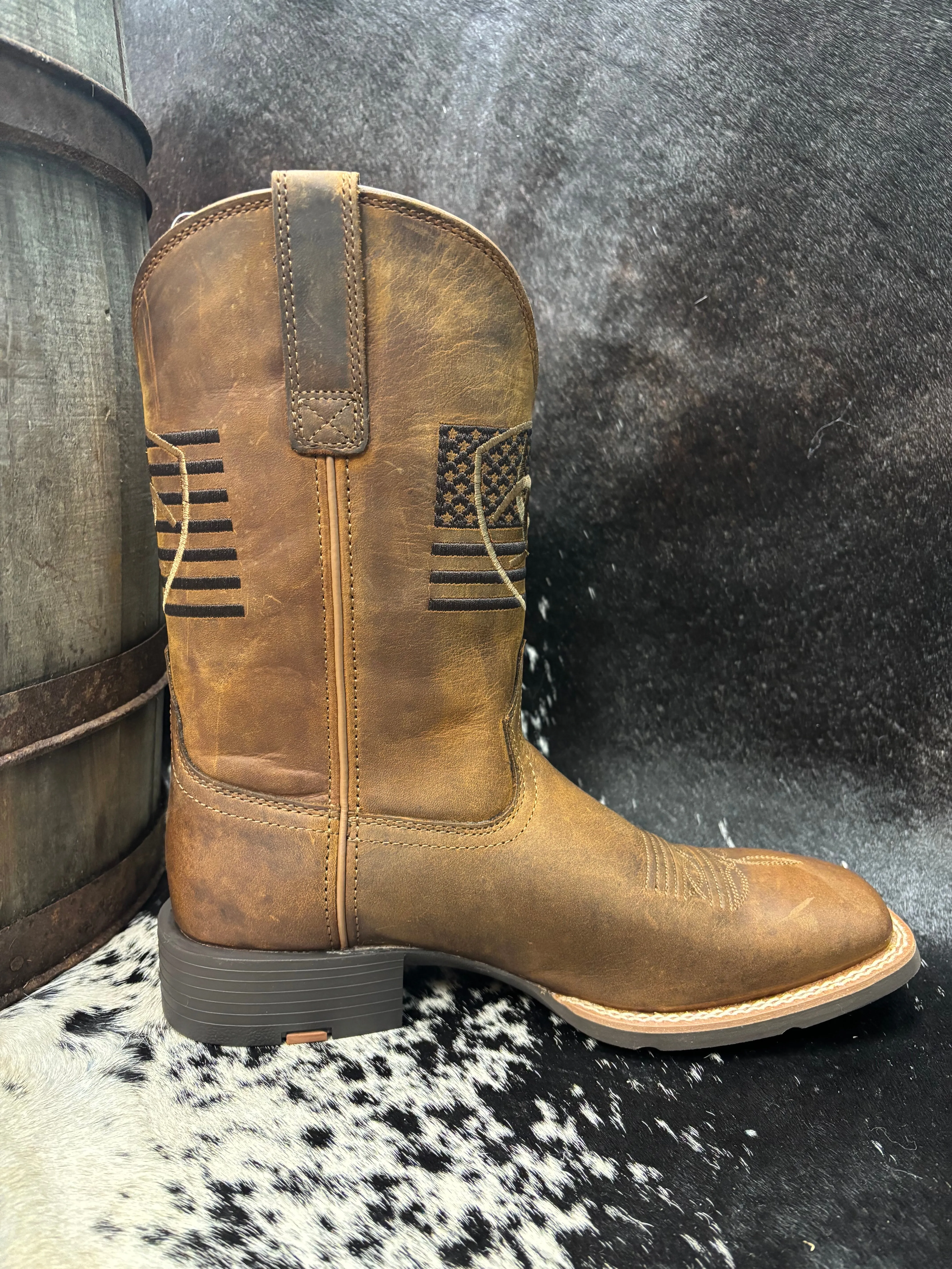Ariat Men's Brown Distressed Sport Freedom Wide Square Toe Cowboy Boots 10061326