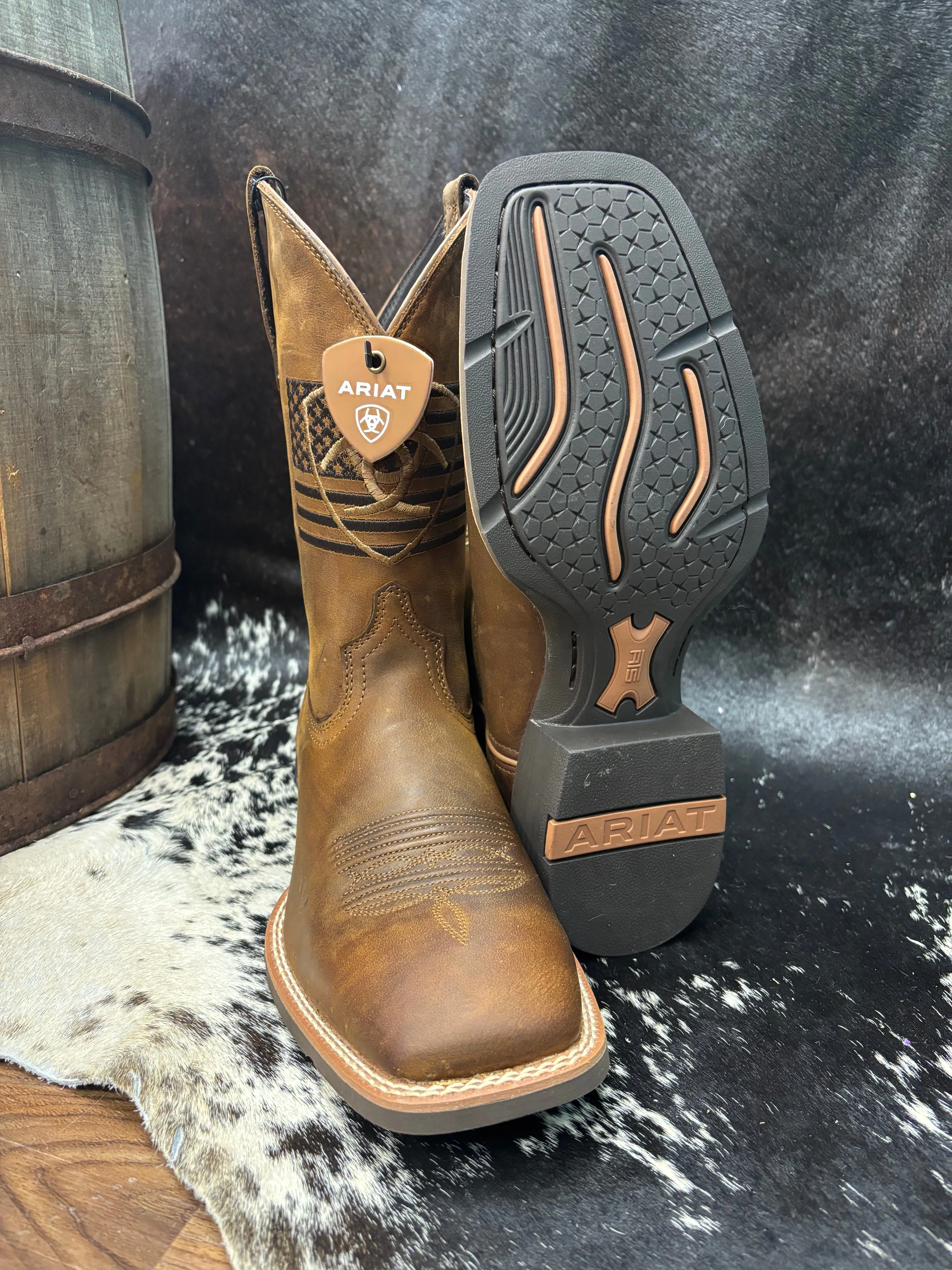 Ariat Men's Brown Distressed Sport Freedom Wide Square Toe Cowboy Boots 10061326