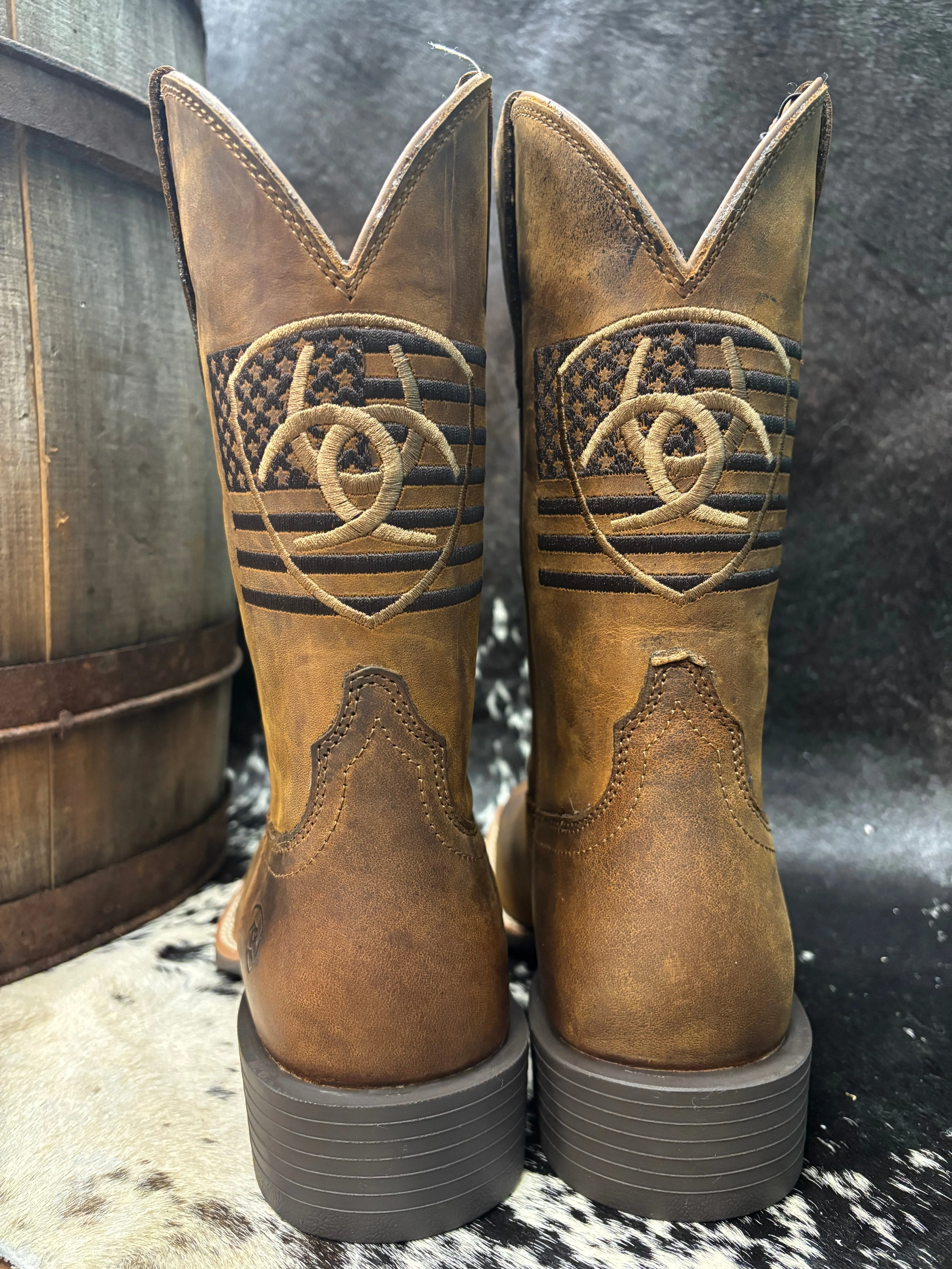 Ariat Men's Brown Distressed Sport Freedom Wide Square Toe Cowboy Boots 10061326