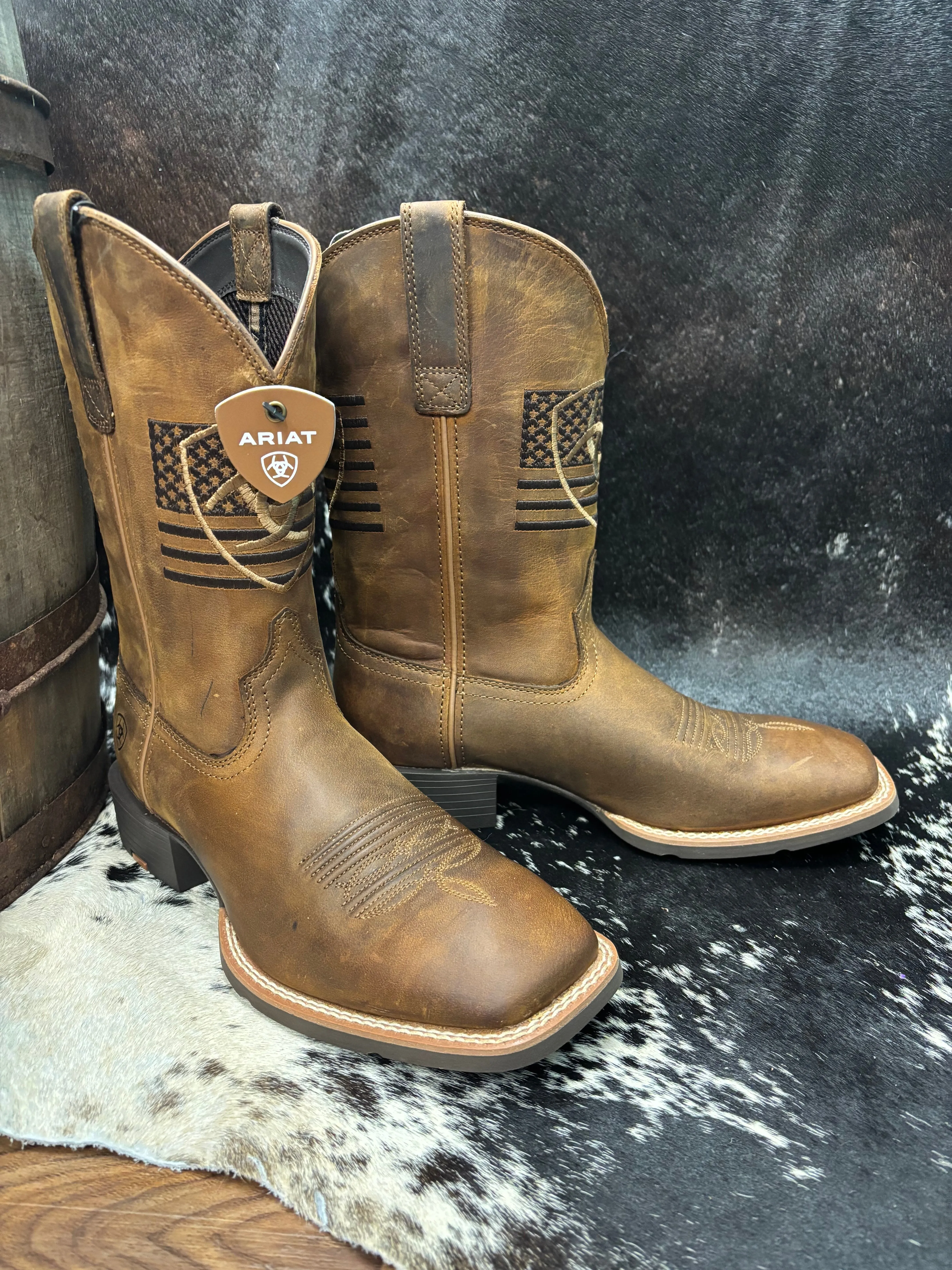 Ariat Men's Brown Distressed Sport Freedom Wide Square Toe Cowboy Boots 10061326