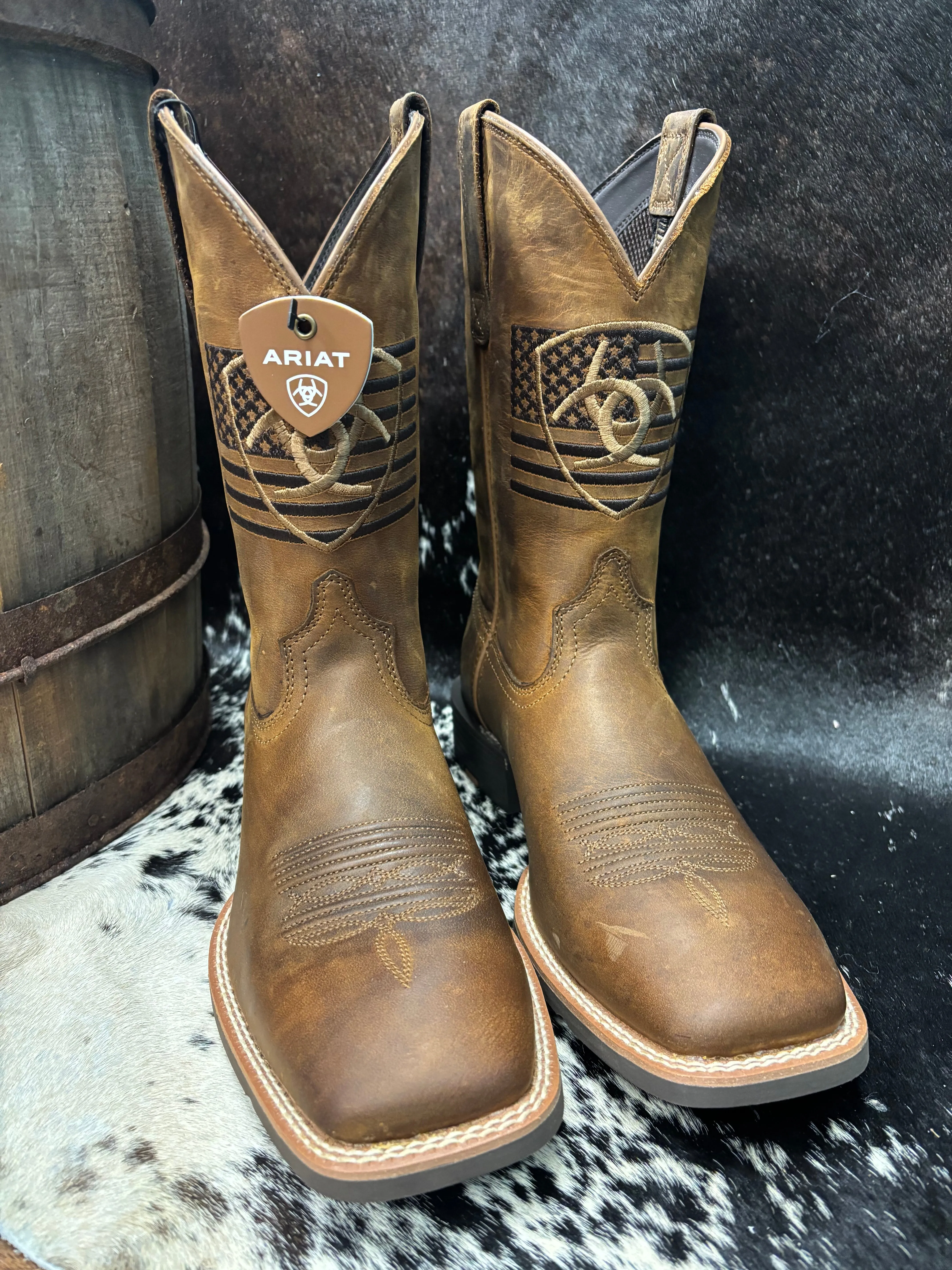 Ariat Men's Brown Distressed Sport Freedom Wide Square Toe Cowboy Boots 10061326