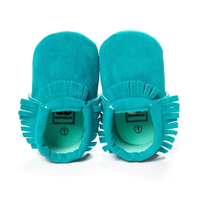 Baby Girl Moccasins Soft Shoes Fringe Soled