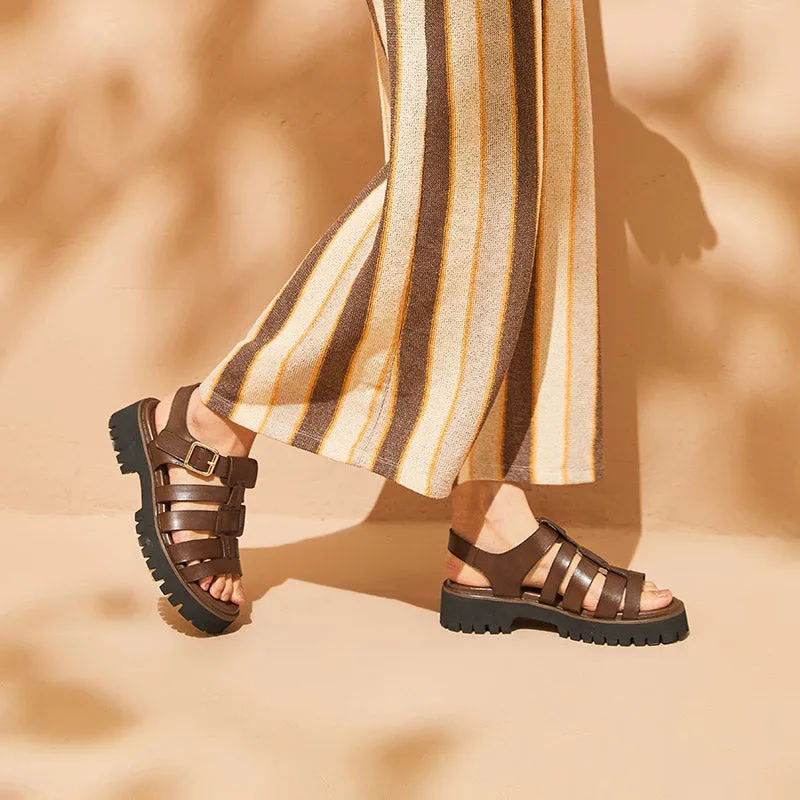 BeauToday Weaving Hollow Platform Gladiator Sandals for Women