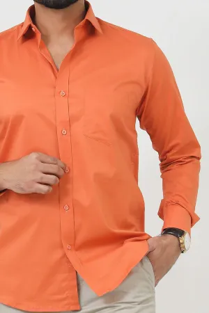 Bluebird Men's Orange Polycotton Formal Shirt