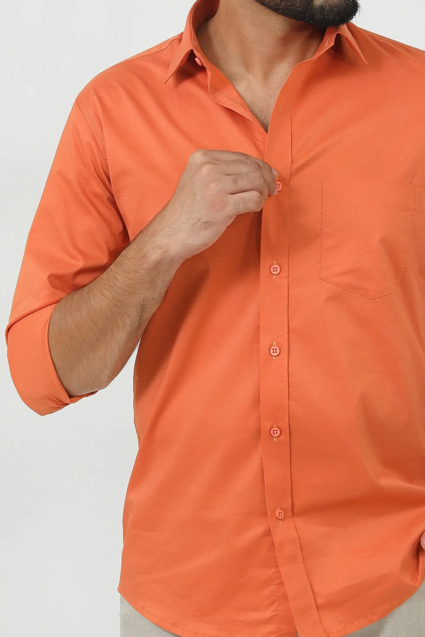 Bluebird Men's Orange Polycotton Formal Shirt