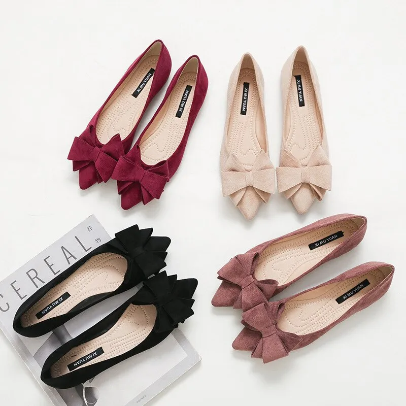 Bow Knot Suede Lady's Moccasins