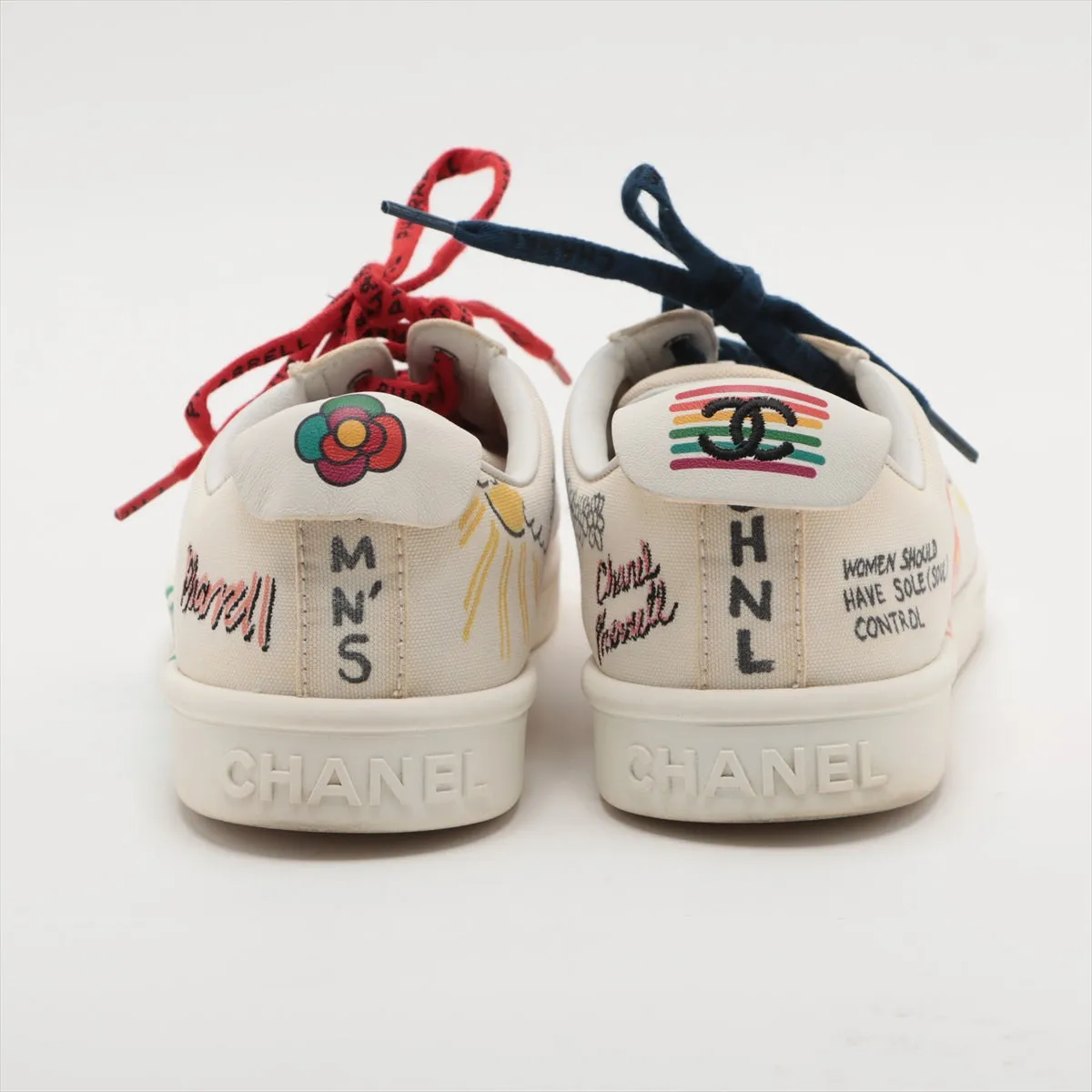 Chanel Coco Canvas  Leather Trainers 44 Men White G34878