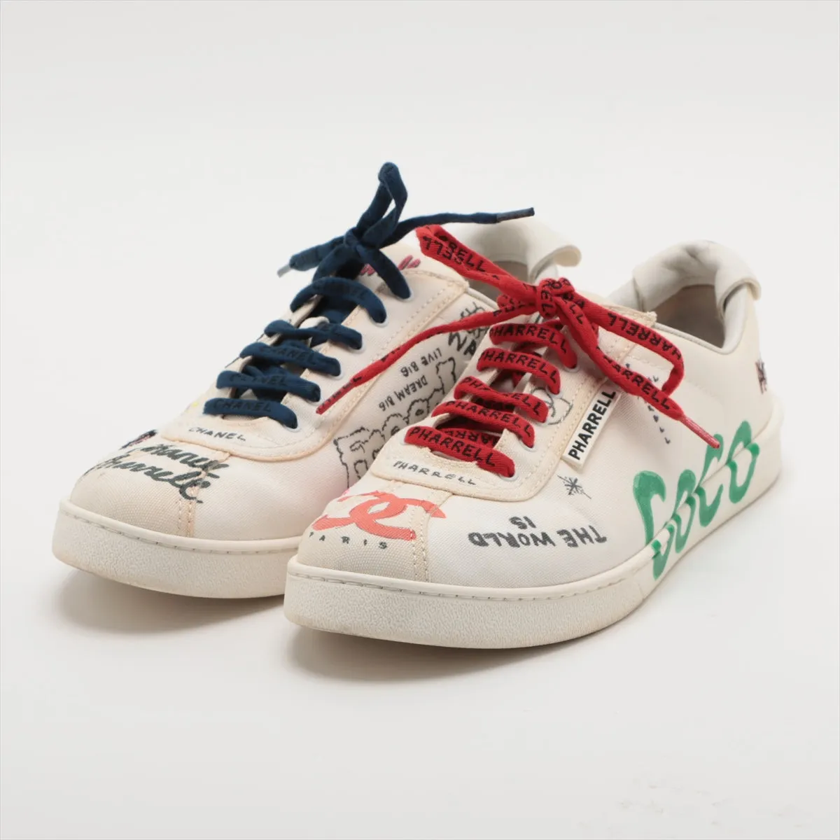 Chanel Coco Canvas  Leather Trainers 44 Men White G34878
