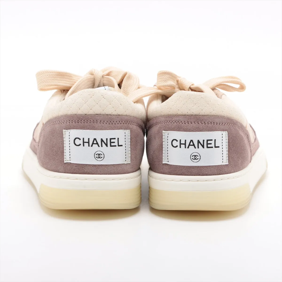Chanel Coco Matrasse Suede Trainers 39  Beige X Pink G38740