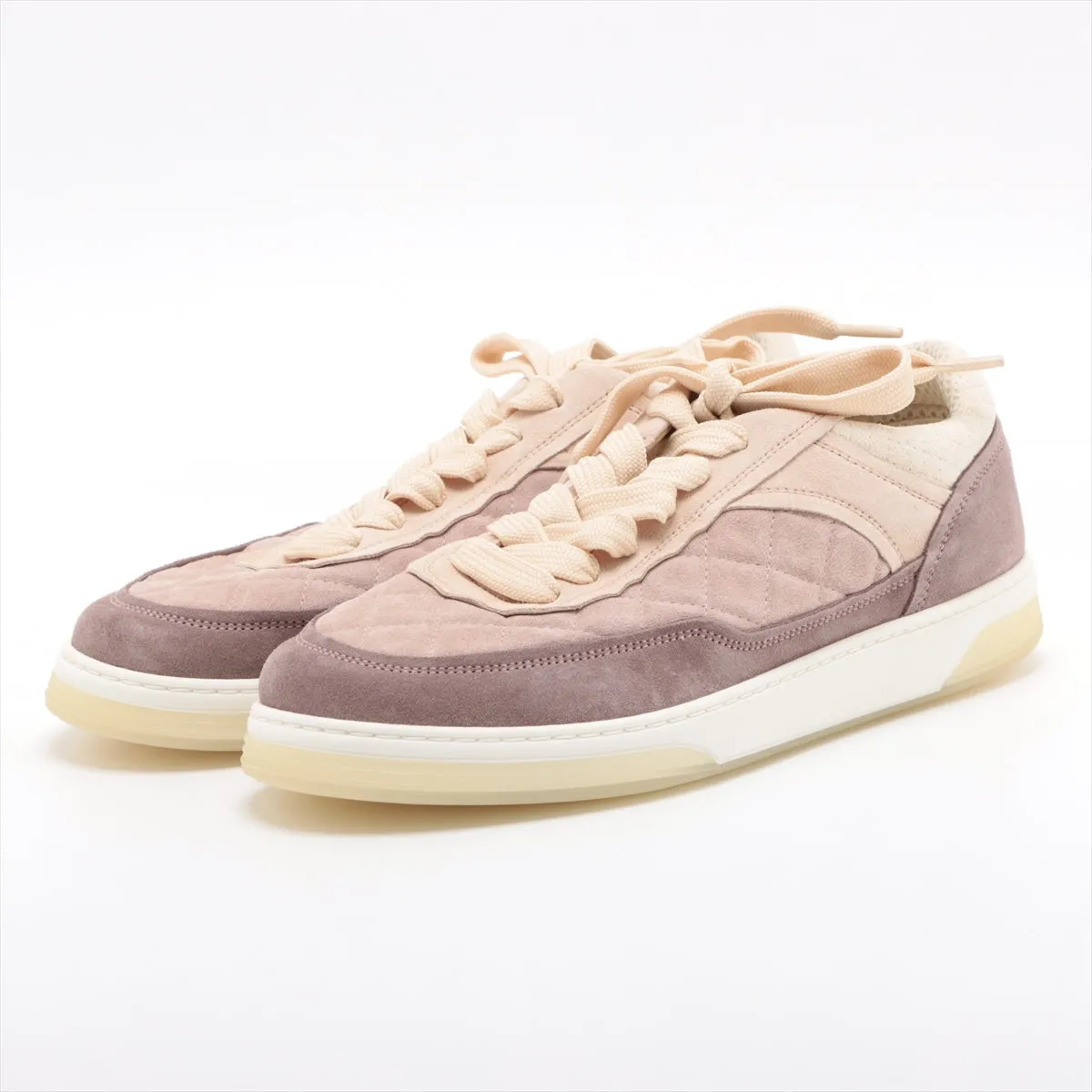 Chanel Coco Matrasse Suede Trainers 39  Beige X Pink G38740