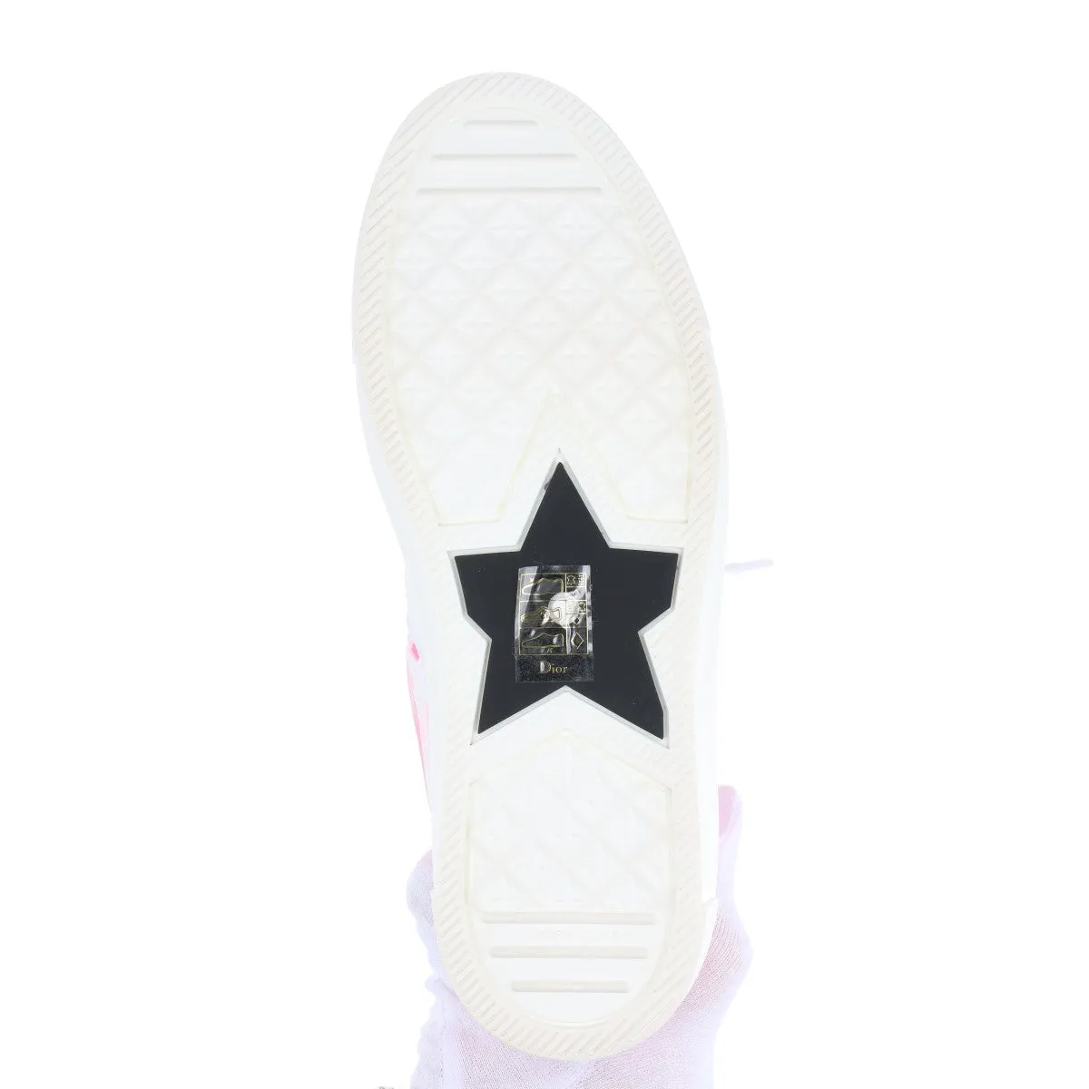 Christian Dior Leather Fabric High-Cut Trainers EU37  White× Pink WALK'N'DIOR STA Star   Box Bag