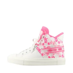 Christian Dior Leather Fabric High-Cut Trainers EU37  White× Pink WALK'N'DIOR STA Star   Box Bag