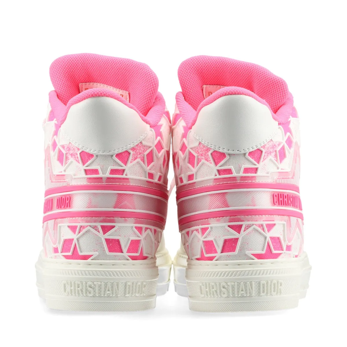 Christian Dior Leather Fabric High-Cut Trainers EU37  White× Pink WALK'N'DIOR STA Star   Box Bag