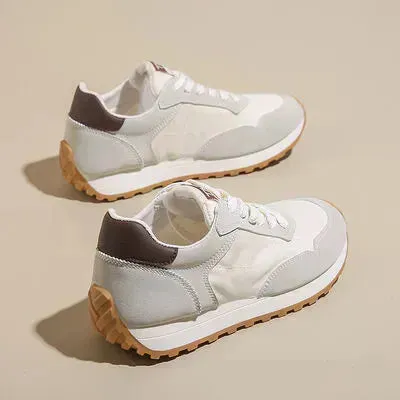 Contrast Platform Lace-Up Athletic Sneakers