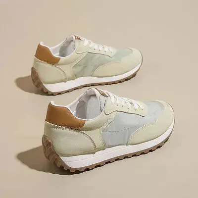 Contrast Platform Lace-Up Athletic Sneakers