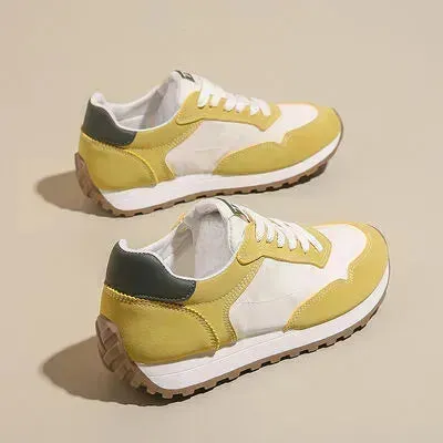 Contrast Platform Lace-Up Athletic Sneakers
