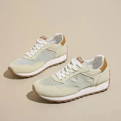 Contrast Platform Lace-Up Athletic Sneakers