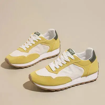 Contrast Platform Lace-Up Athletic Sneakers