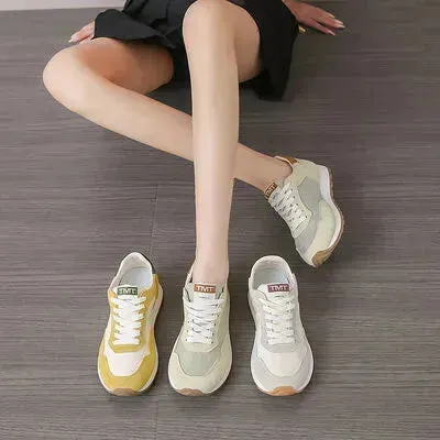 Contrast Platform Lace-Up Athletic Sneakers