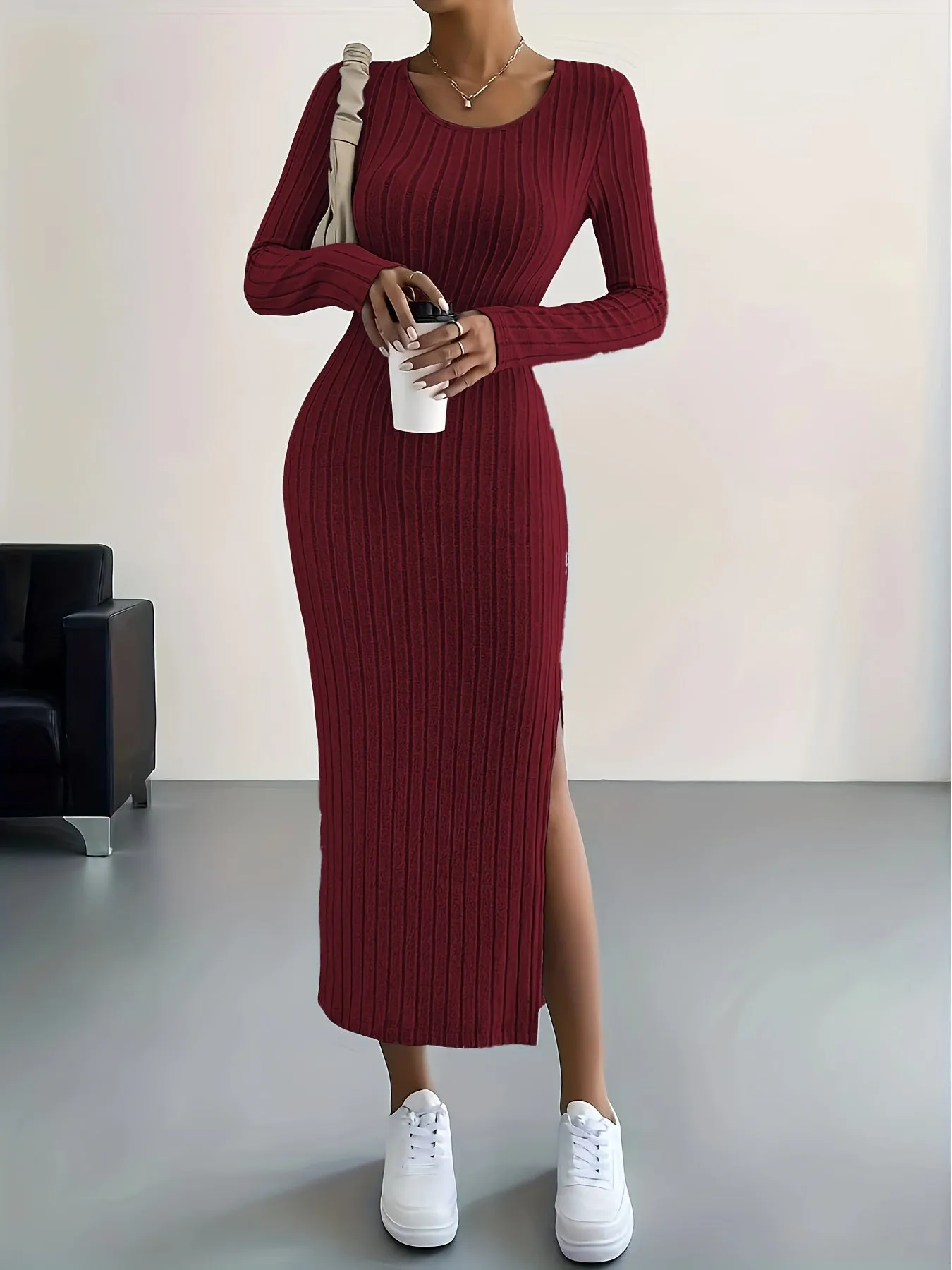 Daphne  Ribbed Knit Midi Dress