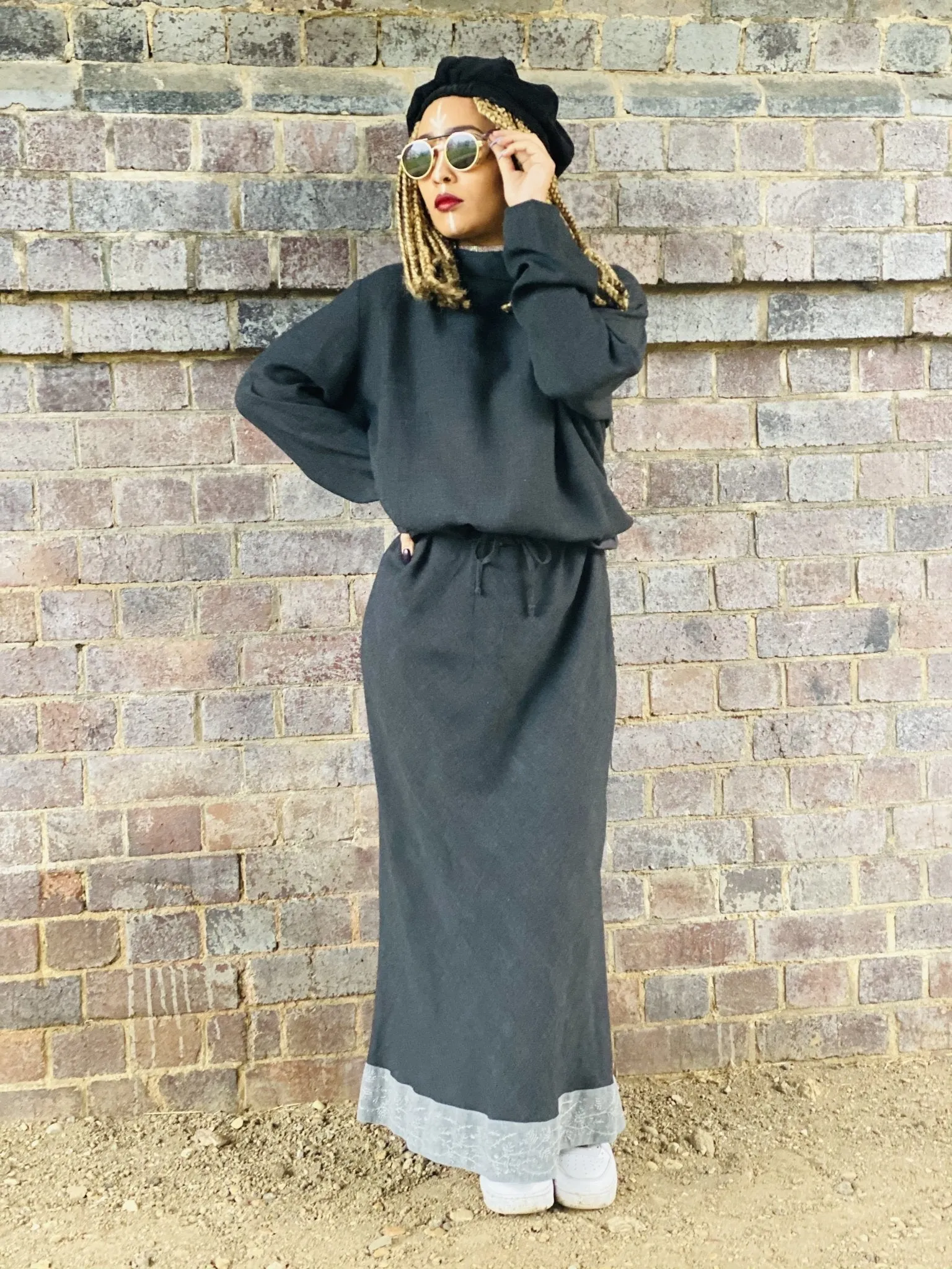 Dark Fantasy Maxi Skirt   Drawstring Crop Hoodie Co-ord