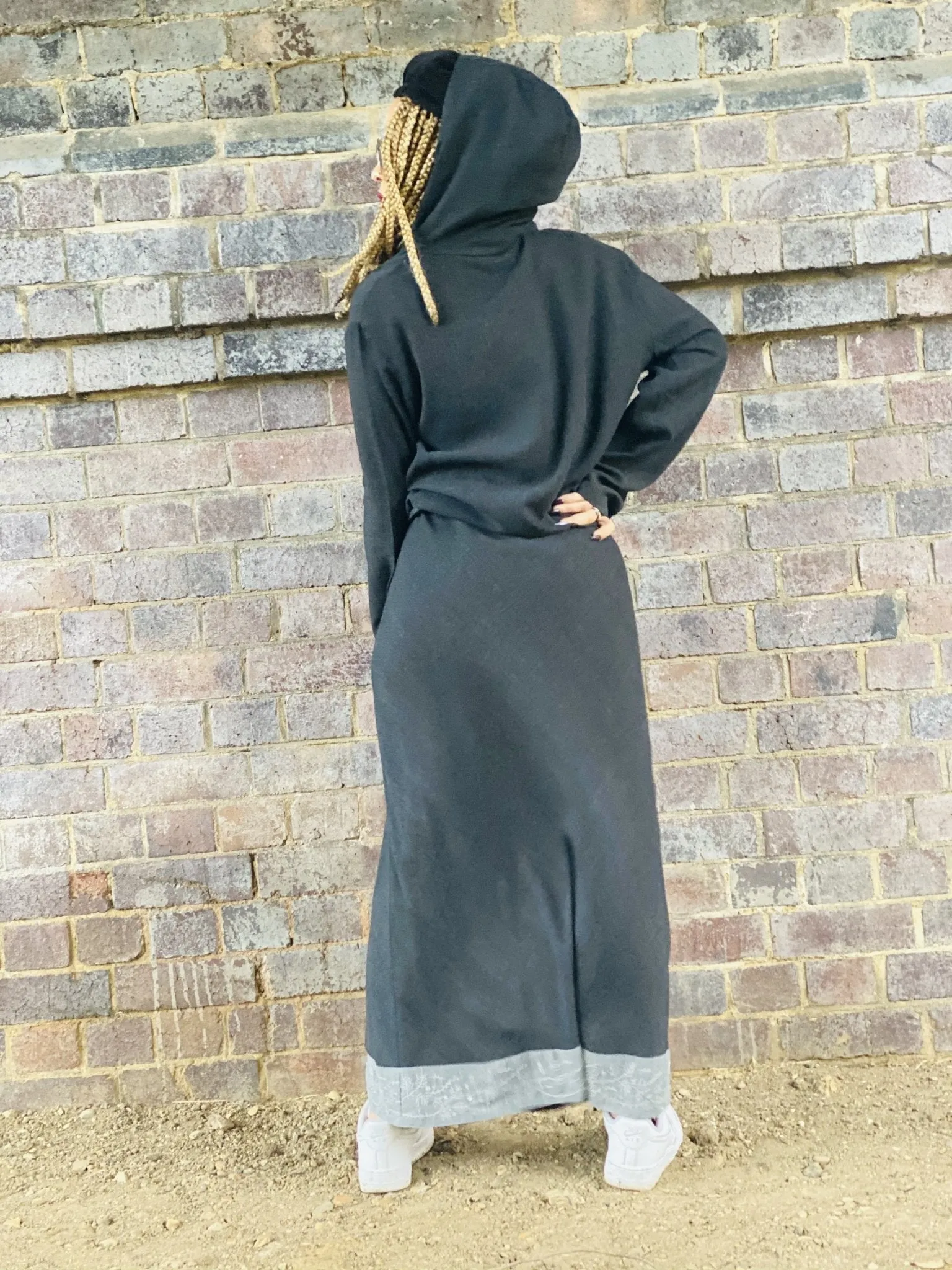Dark Fantasy Maxi Skirt   Drawstring Crop Hoodie Co-ord