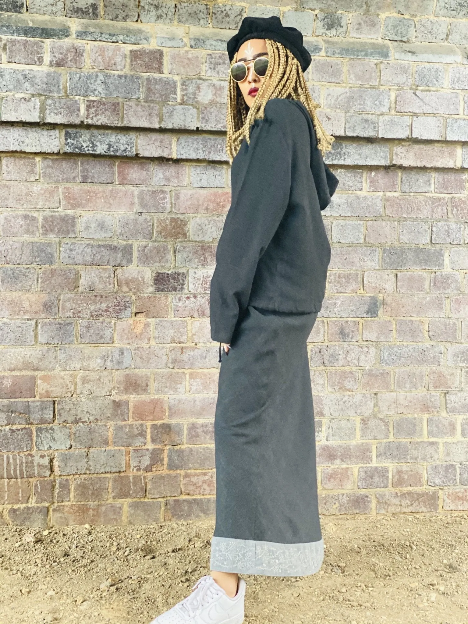 Dark Fantasy Maxi Skirt   Drawstring Crop Hoodie Co-ord
