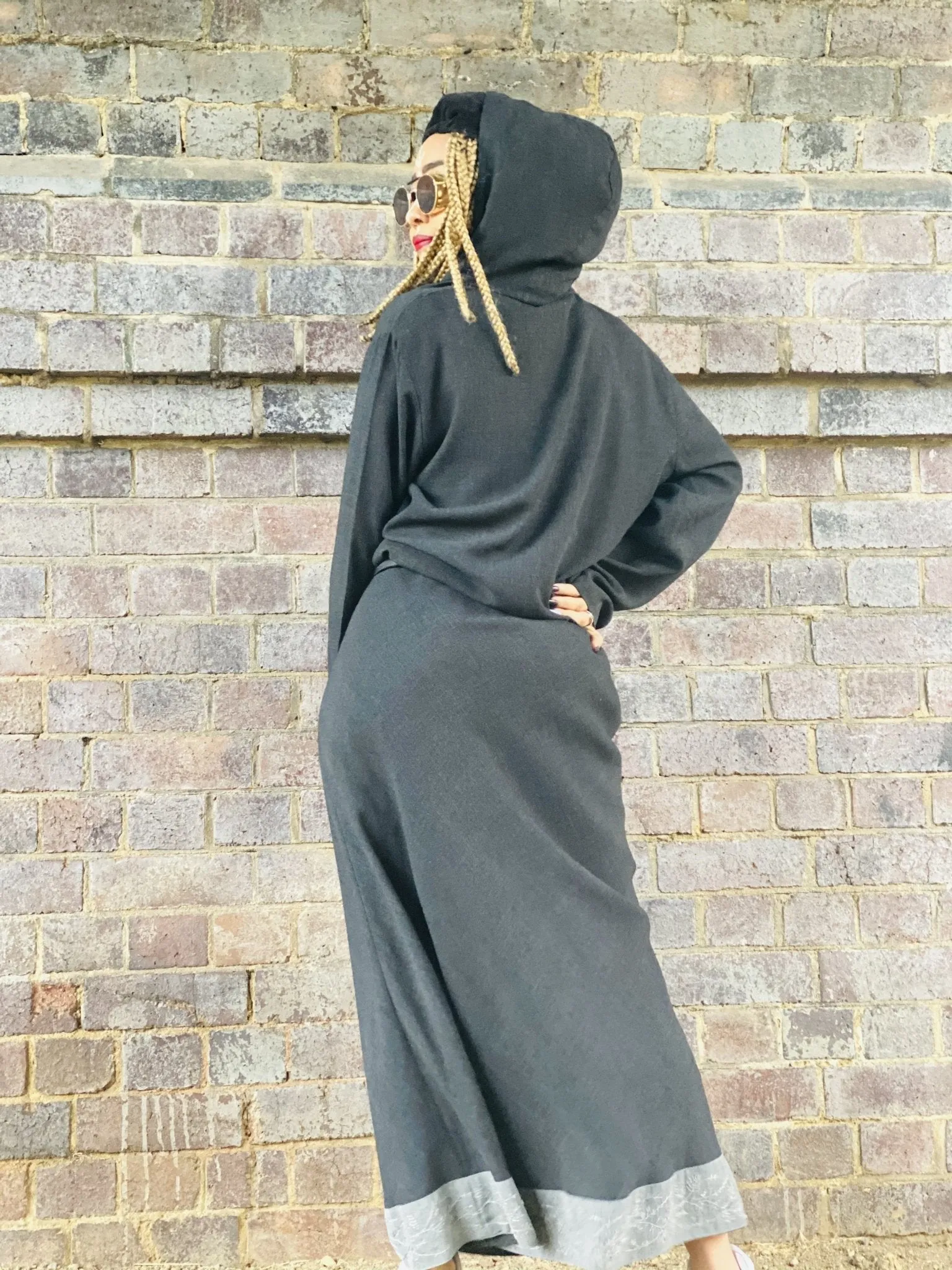 Dark Fantasy Maxi Skirt   Drawstring Crop Hoodie Co-ord