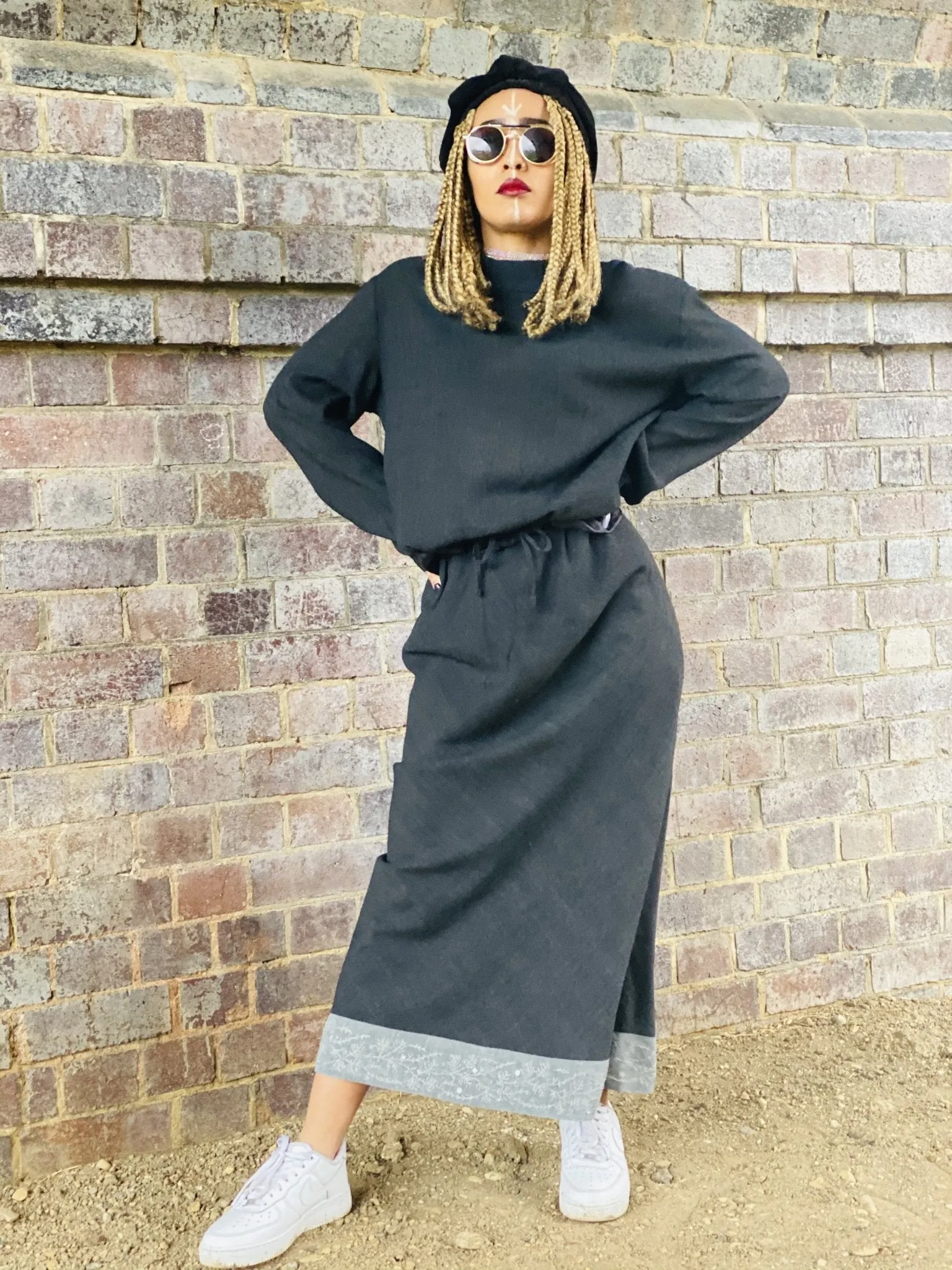 Dark Fantasy Maxi Skirt   Drawstring Crop Hoodie Co-ord