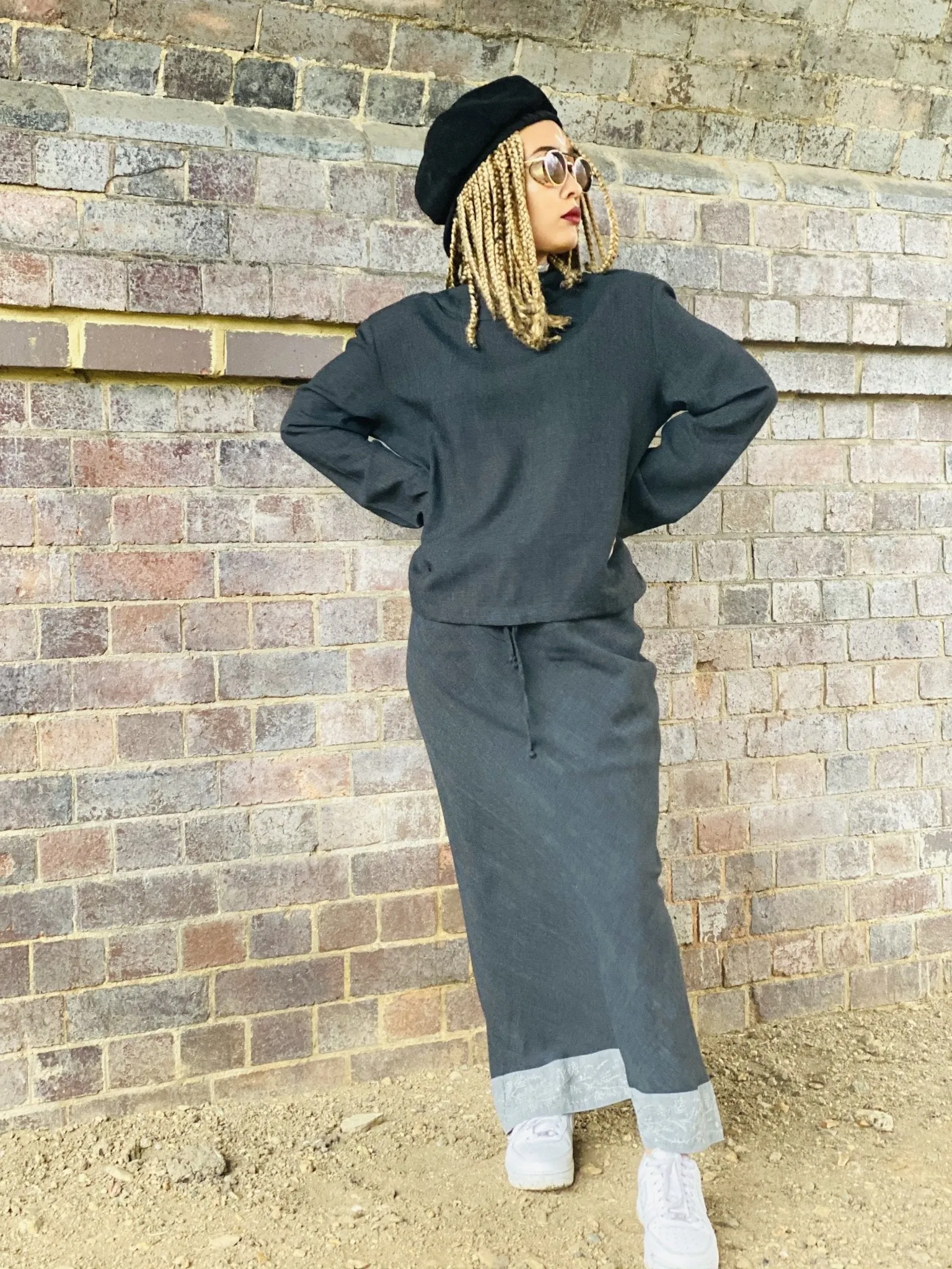 Dark Fantasy Maxi Skirt   Drawstring Crop Hoodie Co-ord