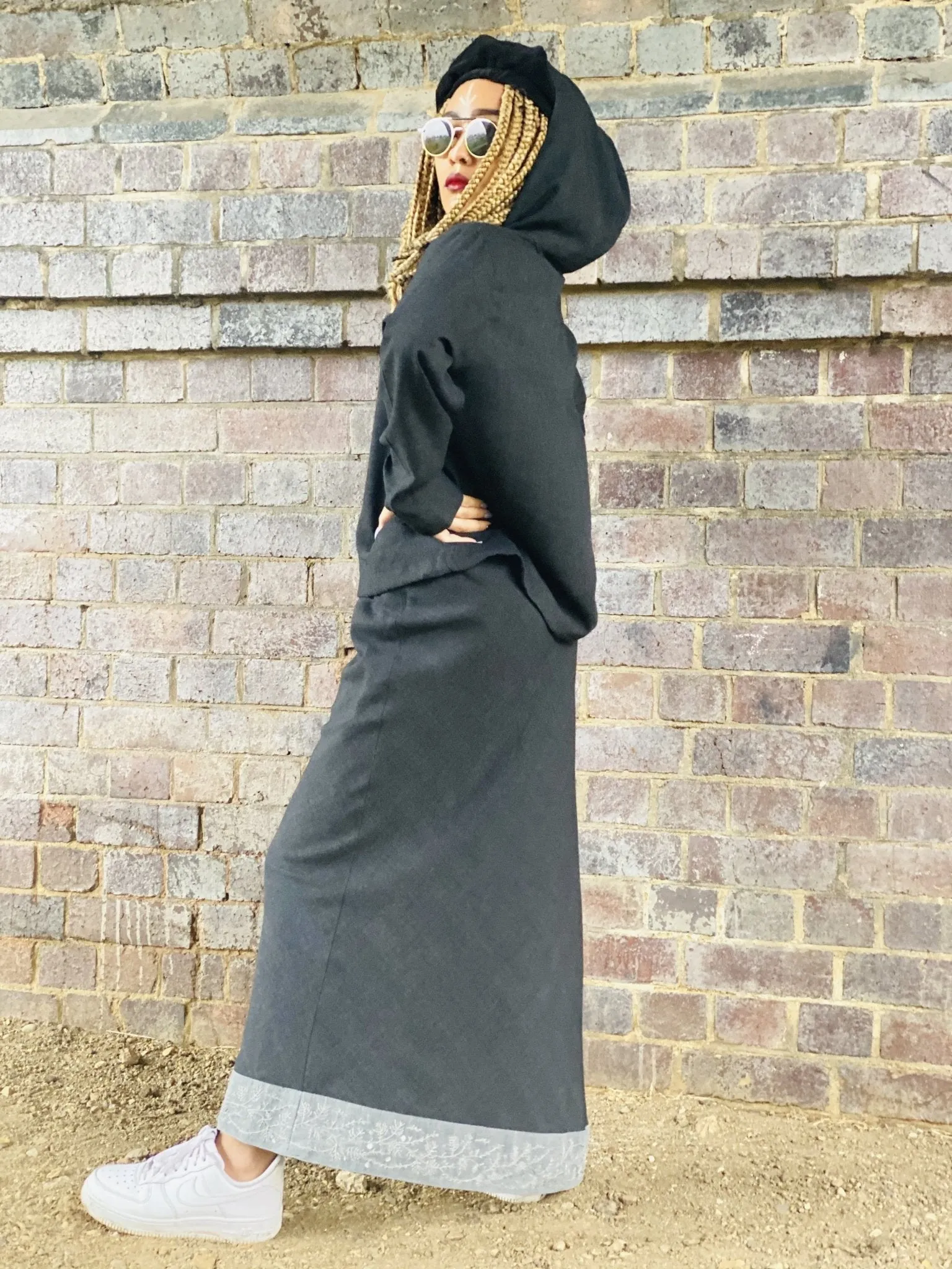 Dark Fantasy Maxi Skirt   Drawstring Crop Hoodie Co-ord