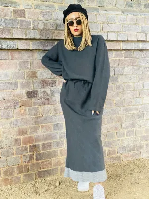 Dark Fantasy Maxi Skirt   Drawstring Crop Hoodie Co-ord