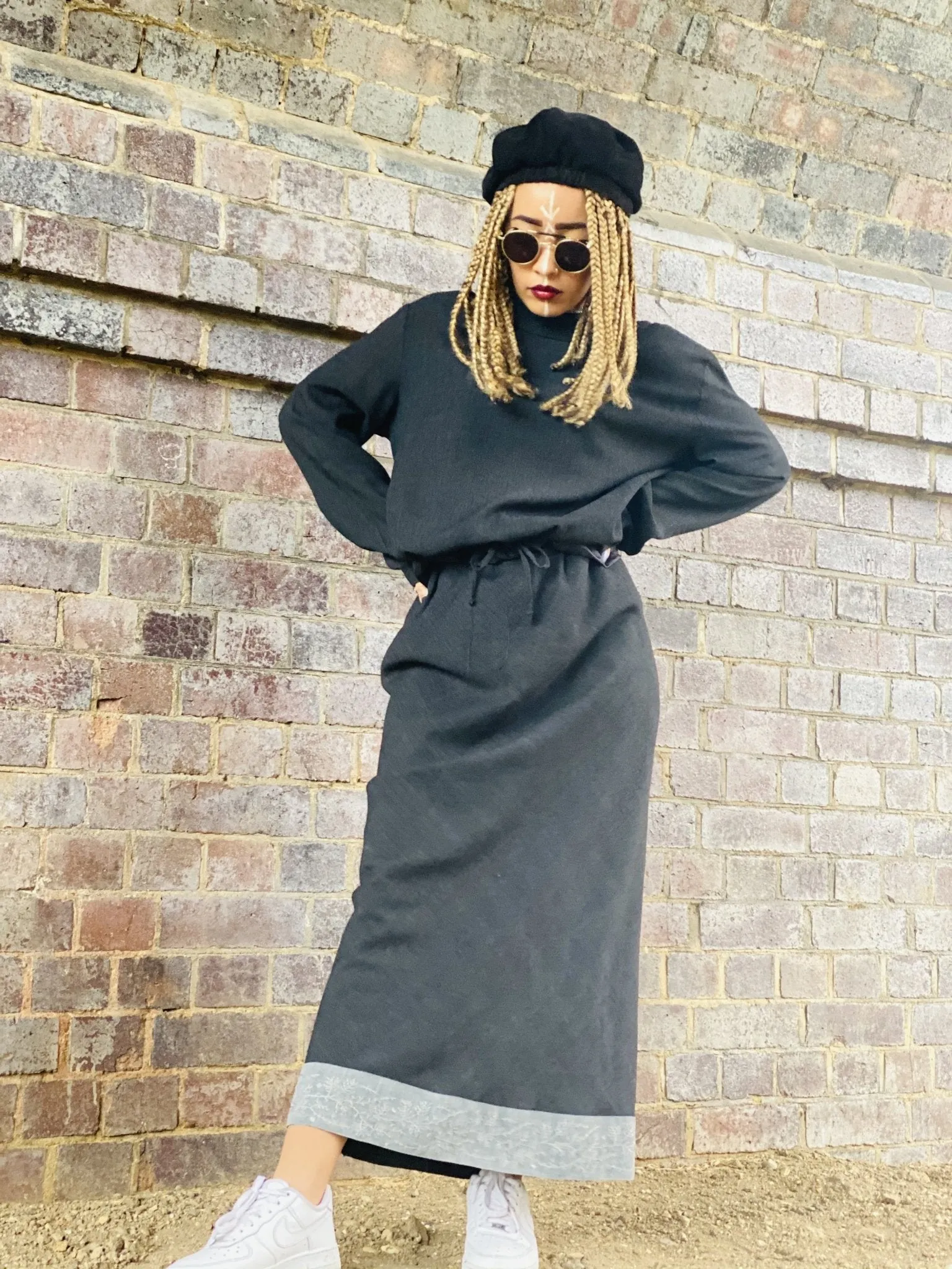 Dark Fantasy Maxi Skirt   Drawstring Crop Hoodie Co-ord