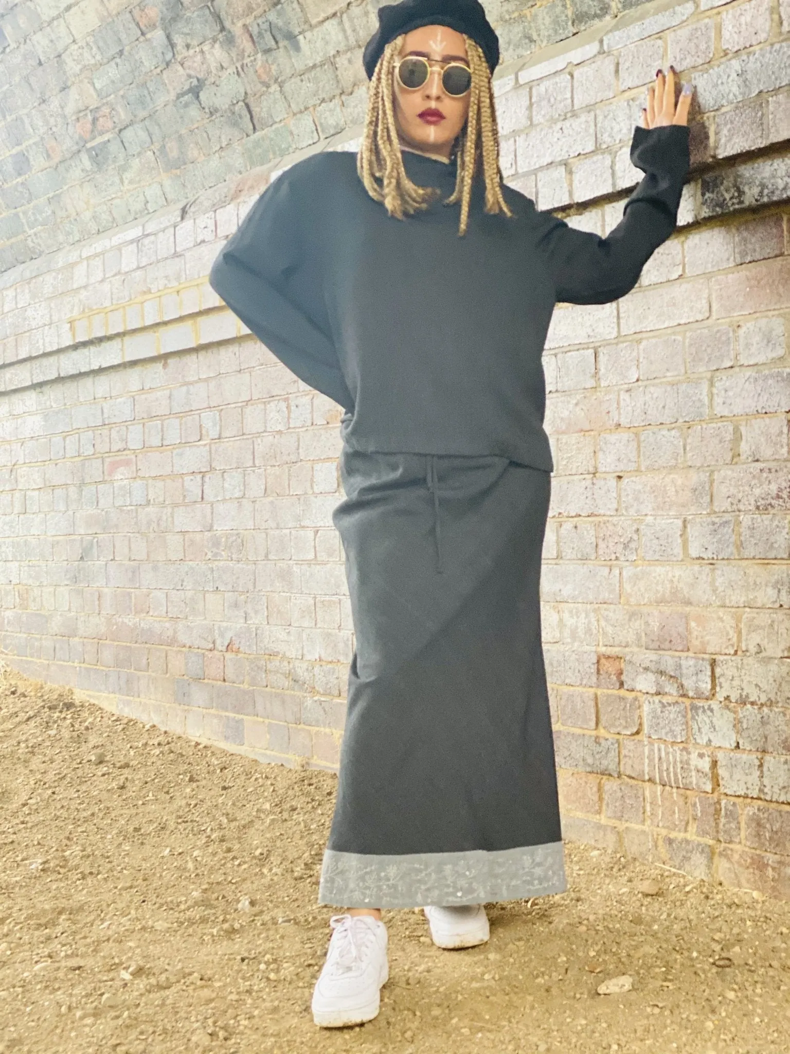 Dark Fantasy Maxi Skirt   Drawstring Crop Hoodie Co-ord
