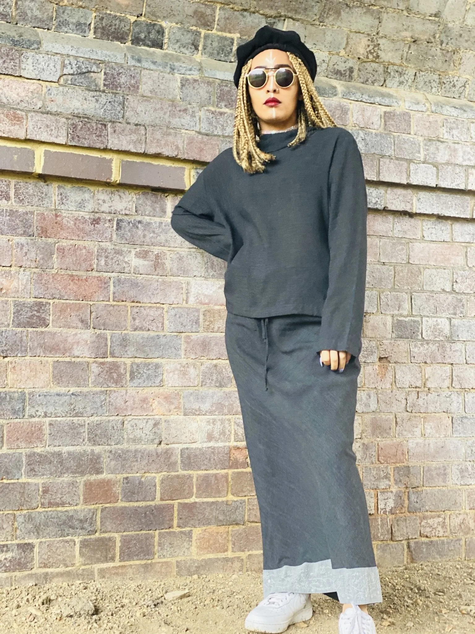 Dark Fantasy Maxi Skirt   Drawstring Crop Hoodie Co-ord