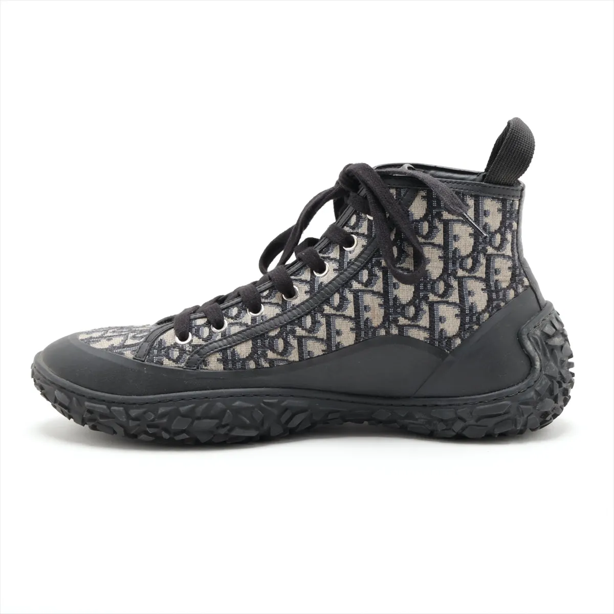 Dior Canvas  Leather High-Cut Trainers 44  Beige × Black B28 Ombrex