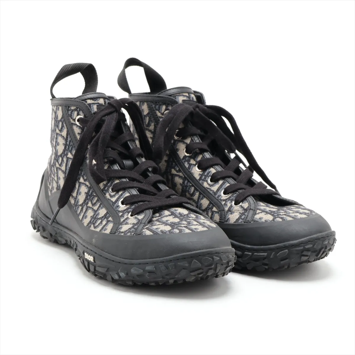 Dior Canvas  Leather High-Cut Trainers 44  Beige × Black B28 Ombrex