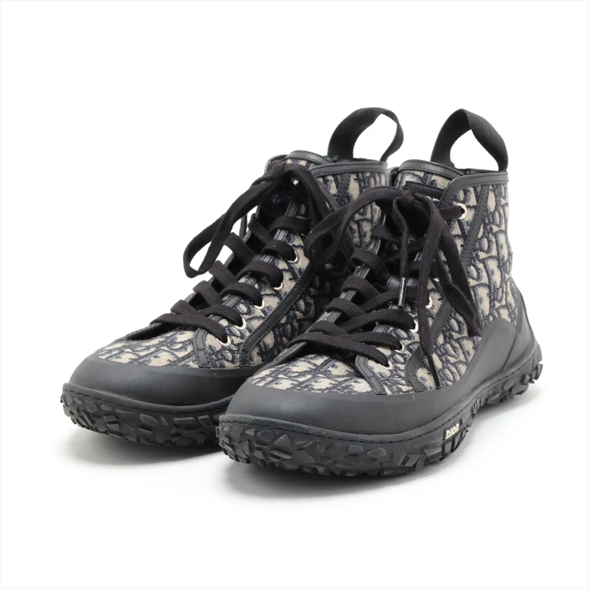 Dior Canvas  Leather High-Cut Trainers 44  Beige × Black B28 Ombrex